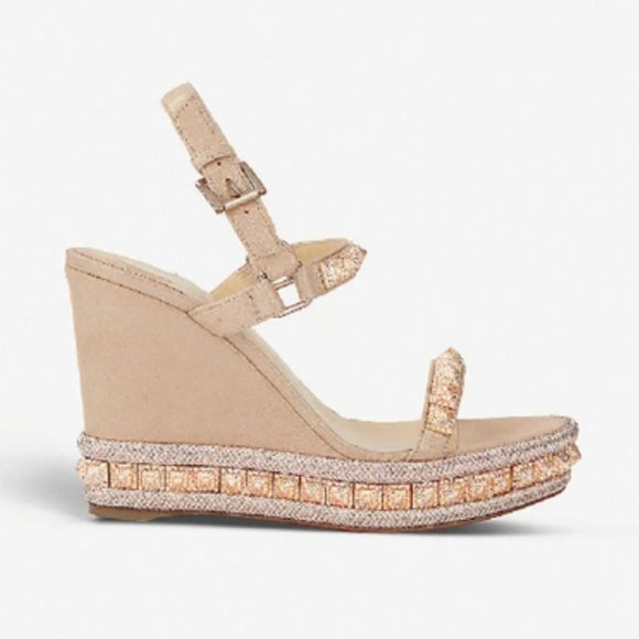 NWT Christian Louboutin Pyraclou 110 mm Suede Lame - Picture 8 of 13